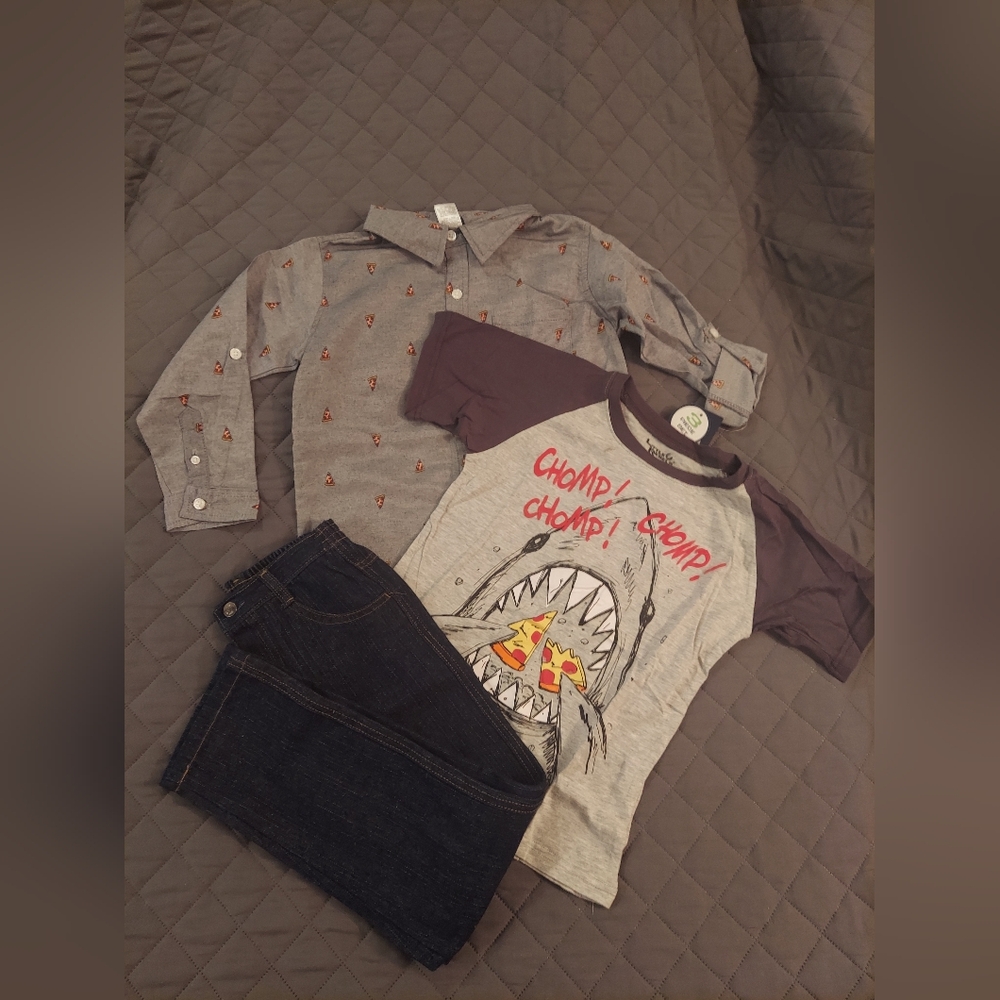 Kids Shark and Pizza Graphic 3 Piece Set